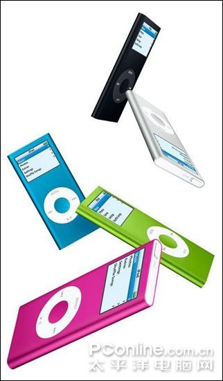 iPod Nano二代宣传照，5种外观颜色